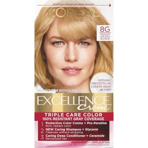 imageLOreal Paris Excellence Creme Permanent Hair Color 4 Dark Brown 100 percent Gray Coverage Hair Dye Pack of 18G Medium Golden Blonde