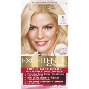 imageLOreal Paris Excellence Creme Permanent Hair Color 4 Dark Brown 100 percent Gray Coverage Hair Dye Pack of 19 Light Natural Blonde