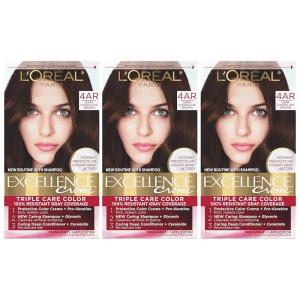 imageLOreal Paris Excellence Crme Permanent Hair Color 4A Dark Ash Brown Pack of 34AR Dark Chocolate Brown