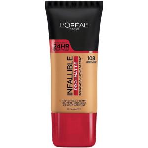 imageLOreal Paris K1828700 Infallible ProMatte Liquid Longwear Foundation Makeup 102 Shell Beige 1 Fl Oz108 Caramel Beige