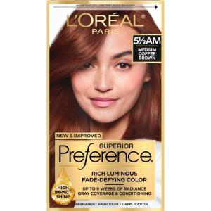 imageLOreal Paris Superior Preference Luminous FadeDefying Permanent Hair Color Hair Dye For Up to 9 Weeks of Radiance Medium Ash Brown 5A 1 Hair Dye Kit Pack of 255AM Medium Copper Brown