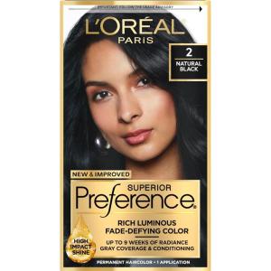 imageLOreal Paris Superior Preference Luminous FadeDefying Permanent Hair Color Hair Dye For Up to 9 Weeks of Radiance Natural Black 2 1 Hair Dye Kit1 Fl Oz Pack of 1