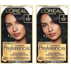 imageLOreal Paris Superior Preference Luminous FadeDefying Permanent Hair Color Hair Dye For Up to 9 Weeks of Radiance Natural Black 2 1 Hair Dye Kit1 Fl Oz Pack of 2