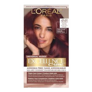 imageLOreal Paris Excellence Universal Nudes Permanent Hair Color Ammonia Free Hair Dye for Gray Hair Coverage 4NR Natural Dark Red 1 Hair Dye Kit