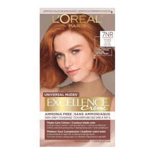 imageLOreal Paris Excellence Universal Nudes Permanent Hair Color Ammonia Free Hair Dye for Gray Hair Coverage 7NR Natural Copper 1 Hair Dye Kit