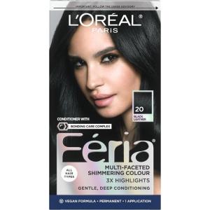 imageLOreal Paris Feria MultiFaceted Shimmering Permanent Hair Color 20 Black Leather Natural Black Pack of 1 Hair Dye20 Black Leather Natural Black