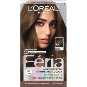 imageLOreal Paris Feria MultiFaceted Shimmering Permanent Hair Color 20 Black Leather Natural Black Pack of 1 Hair Dye50 Havana Brown Medium Brown