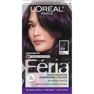 imageLOreal Paris Feria MultiFaceted Shimmering Permanent Hair Color 20 Black Leather Natural Black Pack of 1 Hair Dye521 Cool Amethyst