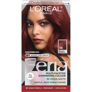 imageLOreal Paris Feria MultiFaceted Shimmering Permanent Hair Color 20 Black Leather Natural Black Pack of 1 Hair Dye56 Brilliant Bordeaux Auburn Brown