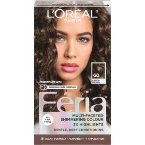 imageLOreal Paris Feria MultiFaceted Shimmering Permanent Hair Color 20 Black Leather Natural Black Pack of 1 Hair Dye60 Light Brown