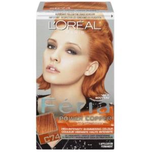 imageLOreal Paris Feria MultiFaceted Shimmering Permanent Hair Color 20 Black Leather Natural Black Pack of 1 Hair DyeC74 Intense Copper