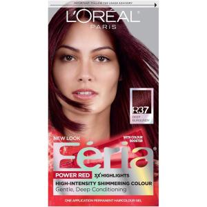 imageLOreal Paris Feria MultiFaceted Shimmering Permanent Hair Color 20 Black Leather Natural Black Pack of 1 Hair DyeR37 Blowout Burgundy Deep Burgundy