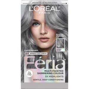 imageLOreal Paris Feria MultiFaceted Shimmering Permanent Hair Color 20 Black Leather Natural Black Pack of 1 Hair DyeS1 Smokey Silver
