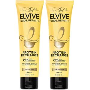 imageLOreal Paris Elvive Total Repair 5 Protein Recharge Leave In Conditioner Treatment and Heat Protectant 2 pack 51 Ounce each Packaging May Vary2 Count