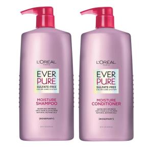 imageLOreal Paris EverPure Moisture Sulfate Free Shampoo and Conditioner Set Hair Care for ColorTreated Hair with Rosemary Botanicals 1 KitPURPLE