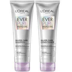 imageLOreal Paris EverPure Silver Care Sulfate Free Shampoo and Conditioner Set Nourishing Vegan Formula with Peptides for Brightening Gray Hair 1 Kit