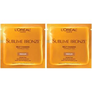 imageLOreal Paris Sublime Bronze Self Tanning Towelettes StreakFree Natural Looking Tan 6 ct Pack of 2Medium