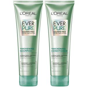 imageLOreal Paris Thickening Sulfate Free Shampoo and Conditioner Thickens  Strengthens Thin Fragile Hair EverPure 1 Hair Care Kit