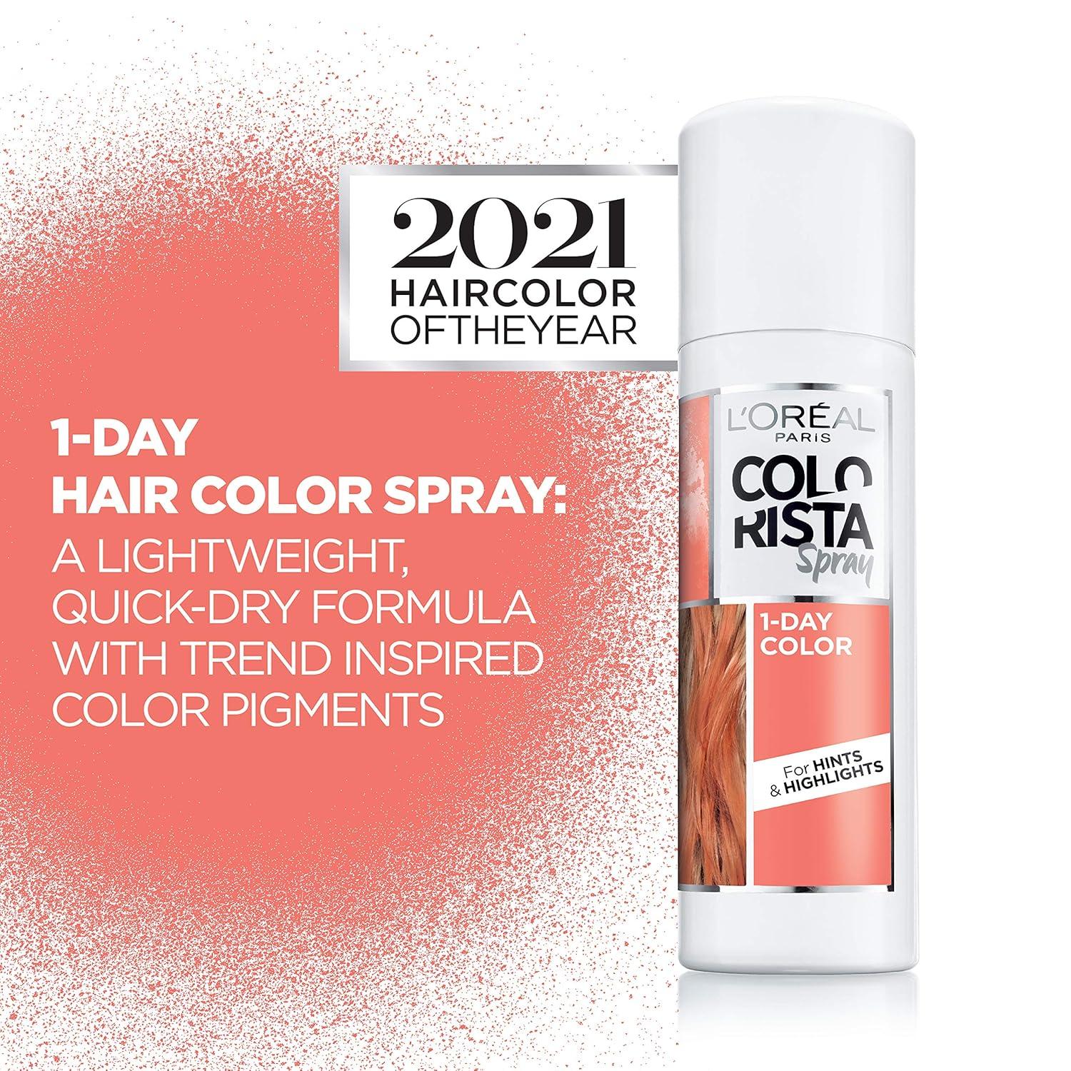 imageLOreal Paris Colorista 1Day Washable Temporary Hair Color Spray Coral Pink 2 OunceCoral Pink