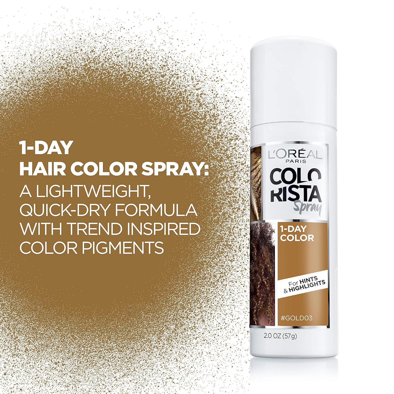 imageLOreal Paris Colorista 1Day Washable Temporary Hair Color Spray Coral Pink 2 OunceGold