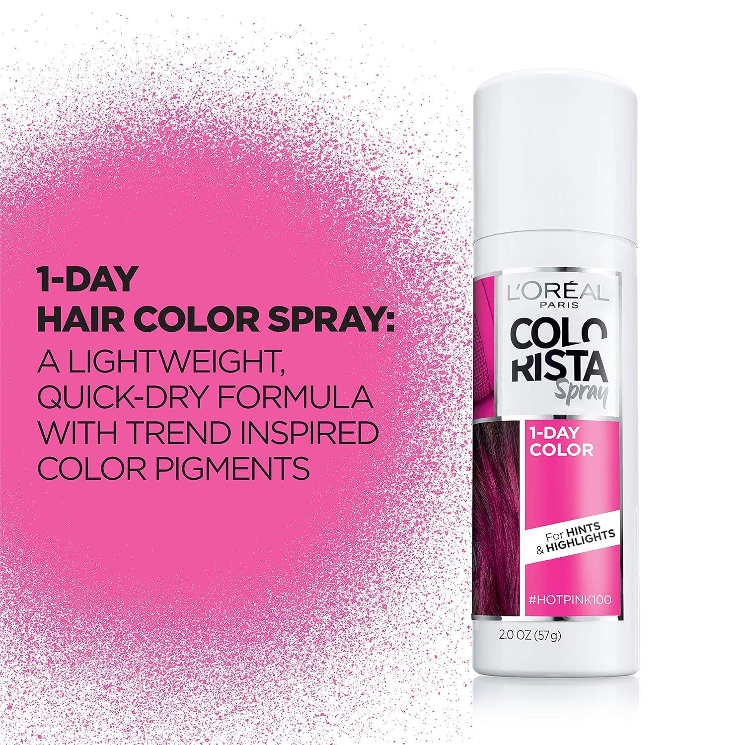 imageLOreal Paris Colorista 1Day Washable Temporary Hair Color Spray Coral Pink 2 OunceHot Pink