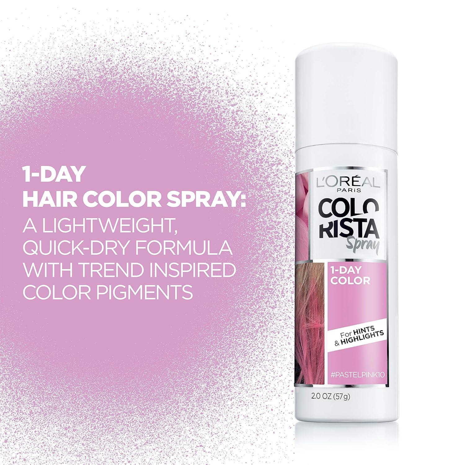 imageLOreal Paris Colorista 1Day Washable Temporary Hair Color Spray Coral Pink 2 OuncePastel Pink