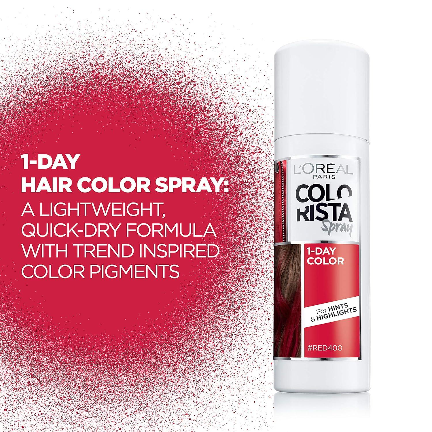 imageLOreal Paris Colorista 1Day Washable Temporary Hair Color Spray Coral Pink 2 OunceRed