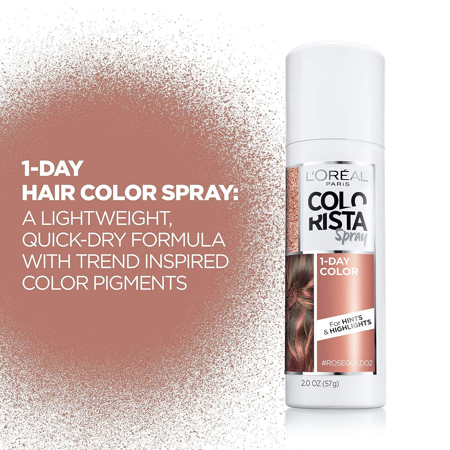 imageLOreal Paris Colorista 1Day Washable Temporary Hair Color Spray Coral Pink 2 OunceRose Gold