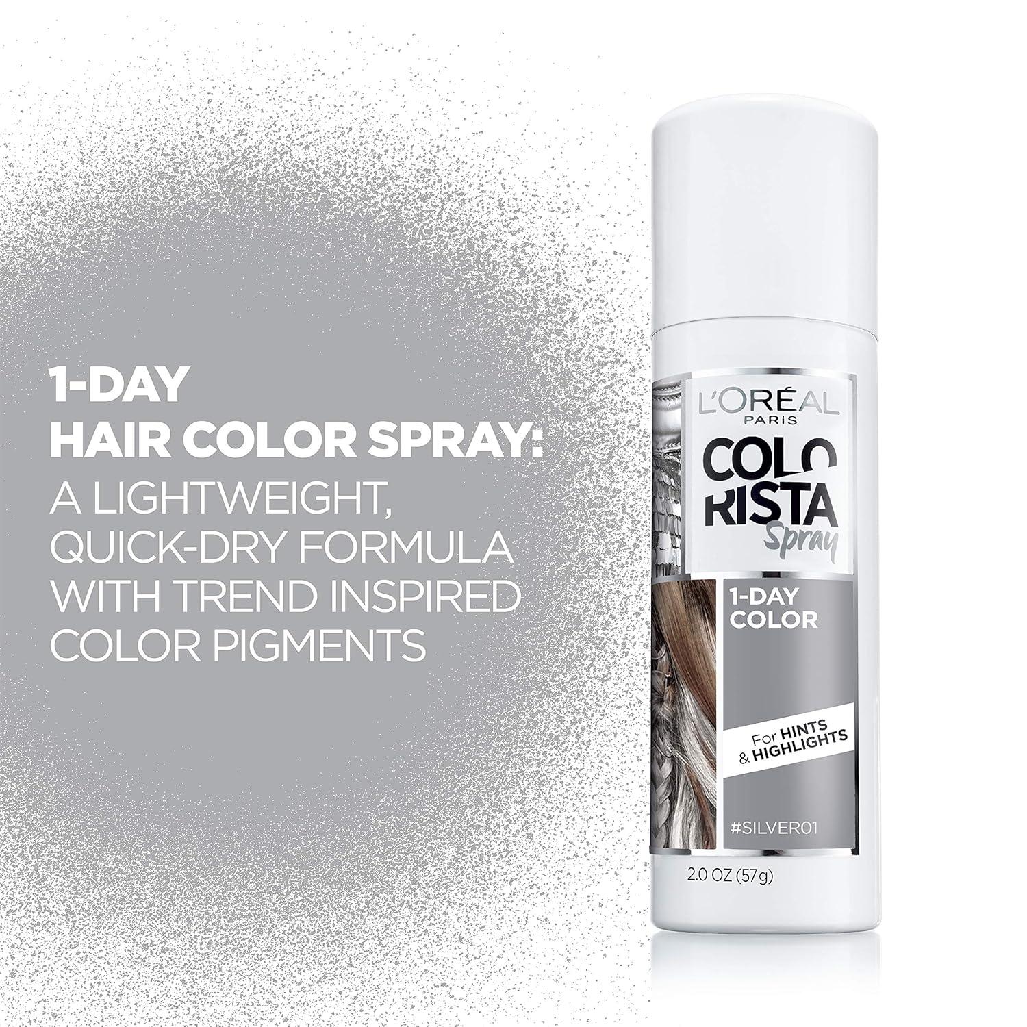imageLOreal Paris Colorista 1Day Washable Temporary Hair Color Spray Coral Pink 2 OunceSilver