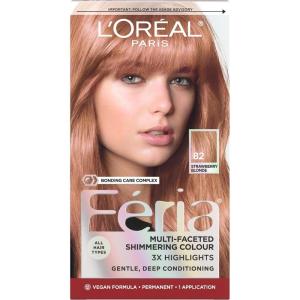 imageLOreal Paris Feria MultiFaceted Shimmering Permanent Hair Color 21 Starry Night Hair Dye Kit Pack of 282 Strawberry Blonde