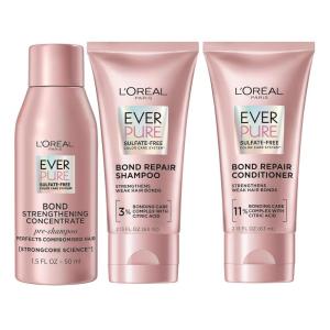imageLOral Paris Bond Repair Shampoo and Conditioner with Pre Shampoo Treatment Strengthens ampamp Repairs Weak Hair in 1 Use with System EverPure Travel Size Hair Products Kit