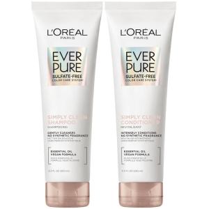 imageLOreal Paris EverPure Sulfate Free Simply Clean Shampoo and Conditioner Set Hydrating Hair Care with Rosemary Essential Oils 1 Kit 2 ProductsEverpure Simply Kit Amazon