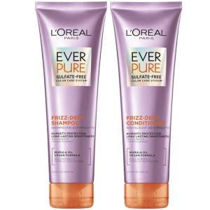 imageLOreal Paris Frizz Defy Shampoo and Conditioner Set Frizz Control Hair Care with Marula Oil EverPure 85 Fl Oz Set of 2Shampoo  Conditioner Set
