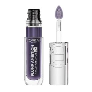 imageLOreal Paris Plump Ambition pH Hyaluron Lip Oil Color Shifting Lip Tint with 24HR Hydration Volumizing Shine and Lasting Color 050 pH LilacPh Berry Noir