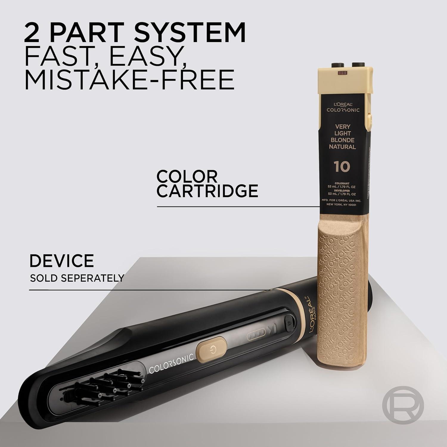 imageLOreal Paris Colorsonic Permanent Hair Dye Cartridge Vibrant Hair Color for Root Touch Up Gray Coverage or All Over Color in just 5 Minutes 6A Light Ash Brown Coloring Device Sold Separately10 Very Light Natural Blonde