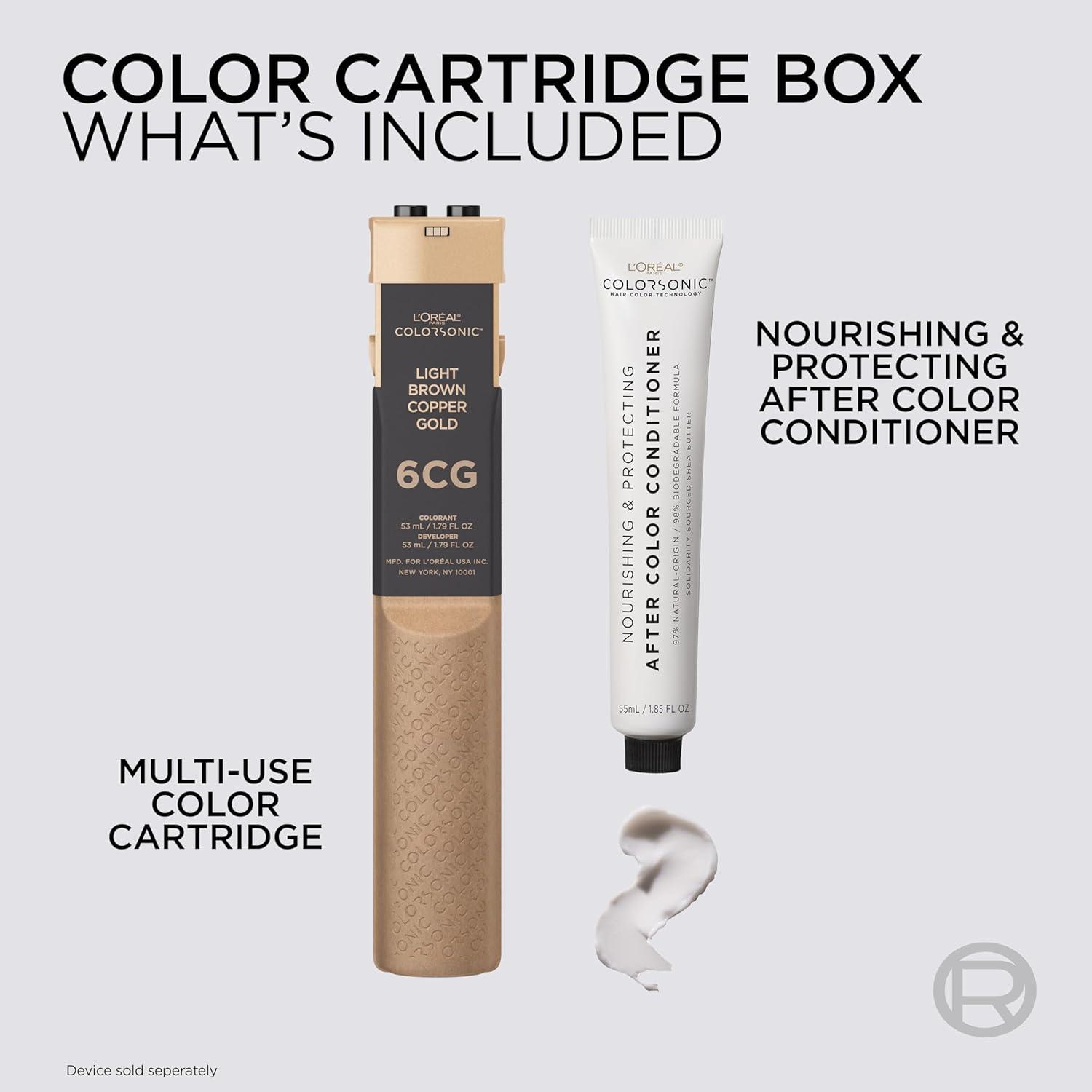 imageLOreal Paris Colorsonic Permanent Hair Dye Cartridge Vibrant Hair Color for Root Touch Up Gray Coverage or All Over Color in just 5 Minutes 6A Light Ash Brown Coloring Device Sold Separately6CG Light Copper Brown