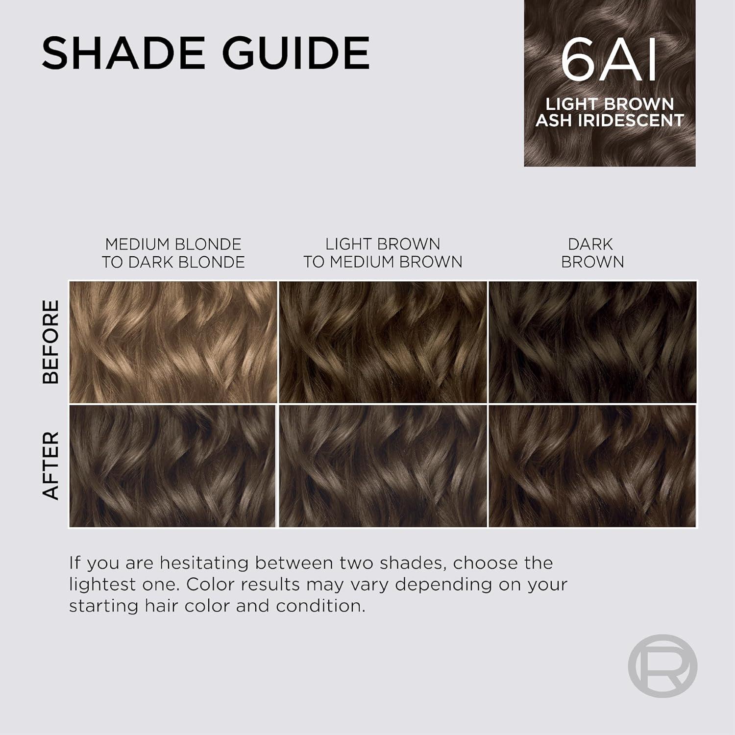 imageLOreal Paris Colorsonic Permanent Hair Dye Cartridge Vibrant Hair Color for Root Touch Up Gray Coverage or All Over Color in just 5 Minutes 6A Light Ash Brown Coloring Device Sold Separately6AI Light Iridescent Ash Brown