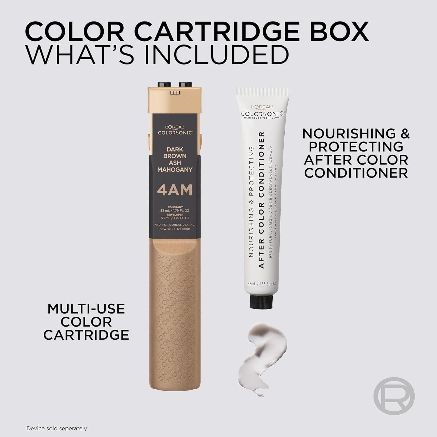 imageLOreal Paris Colorsonic Permanent Hair Dye Cartridge Vibrant Hair Color for Root Touch Up Gray Coverage or All Over Color in just 5 Minutes 6A Light Ash Brown Coloring Device Sold Separately4AM Dark Mahogany Brown