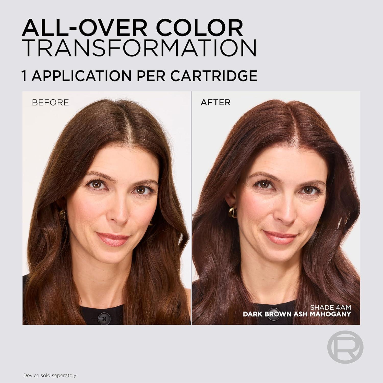 imageLOreal Paris Colorsonic Permanent Hair Dye Cartridge Vibrant Hair Color for Root Touch Up Gray Coverage or All Over Color in just 5 Minutes 6A Light Ash Brown Coloring Device Sold Separately4AM Dark Mahogany Brown