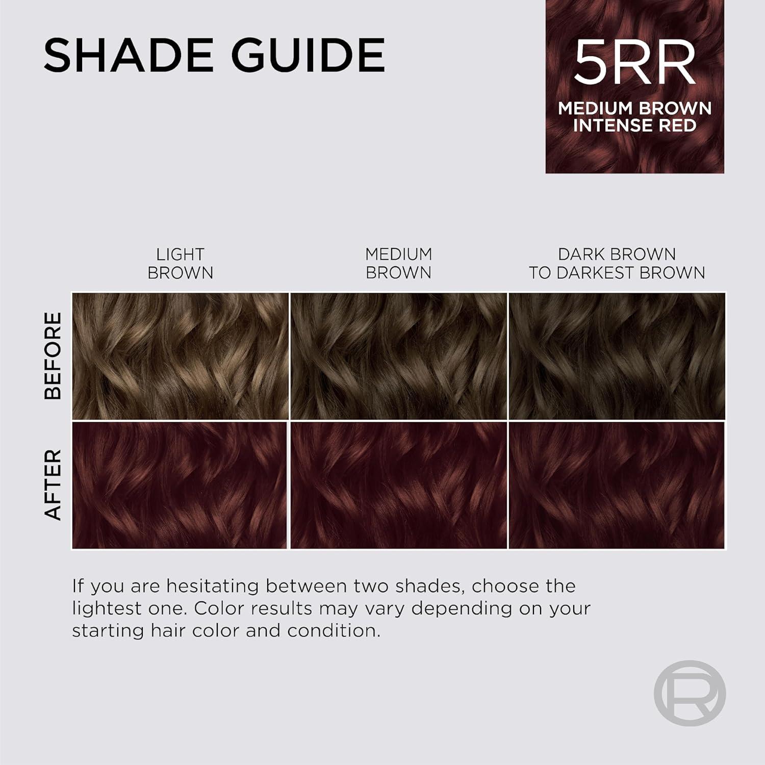 imageLOreal Paris Colorsonic Permanent Hair Dye Cartridge Vibrant Hair Color for Root Touch Up Gray Coverage or All Over Color in just 5 Minutes 6A Light Ash Brown Coloring Device Sold Separately5RR Medium Intense Red Brown