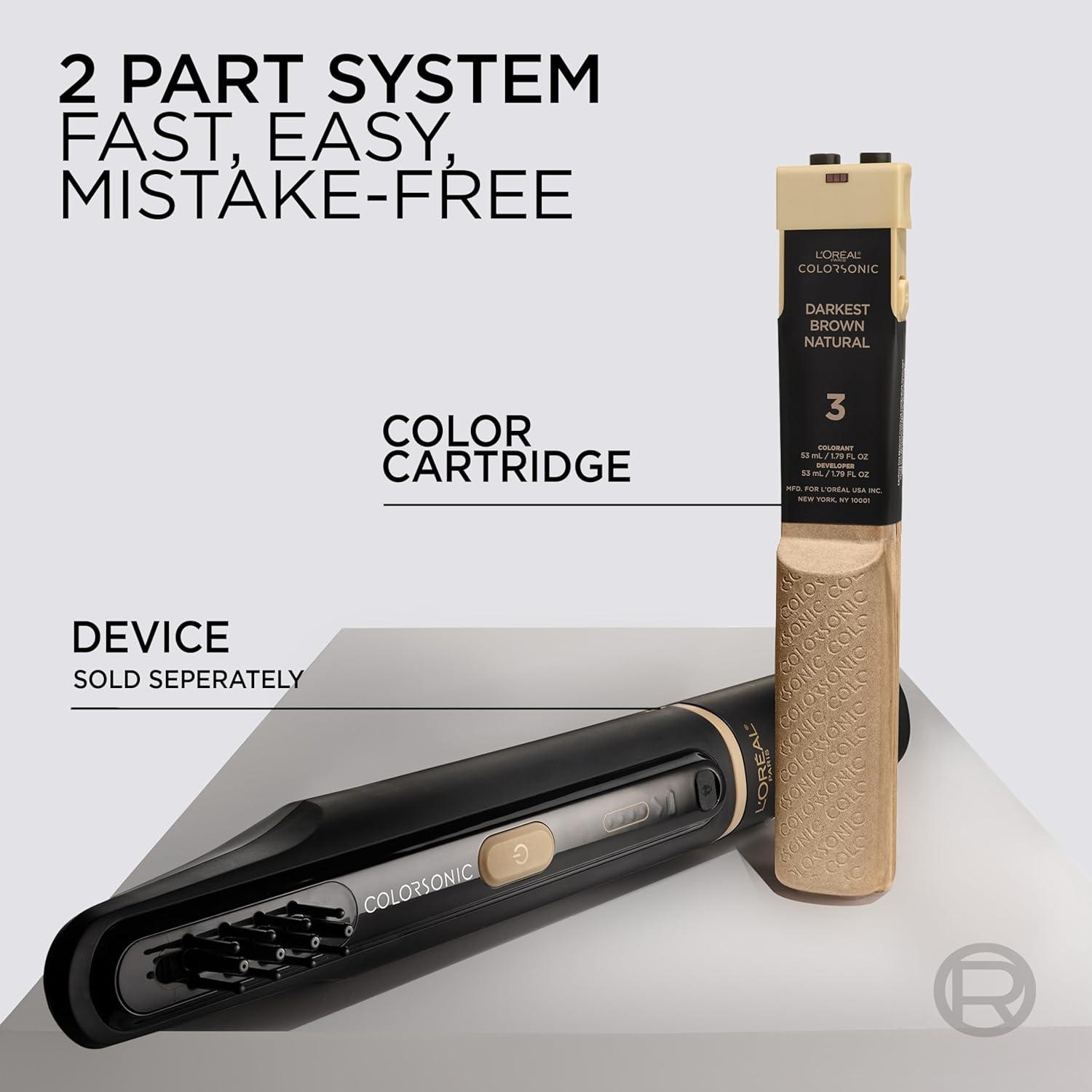 imageLOreal Paris Colorsonic Permanent Hair Dye Cartridge Vibrant Hair Color for Root Touch Up Gray Coverage or All Over Color in just 5 Minutes 6A Light Ash Brown Coloring Device Sold Separately3 Darkest Natural Brown