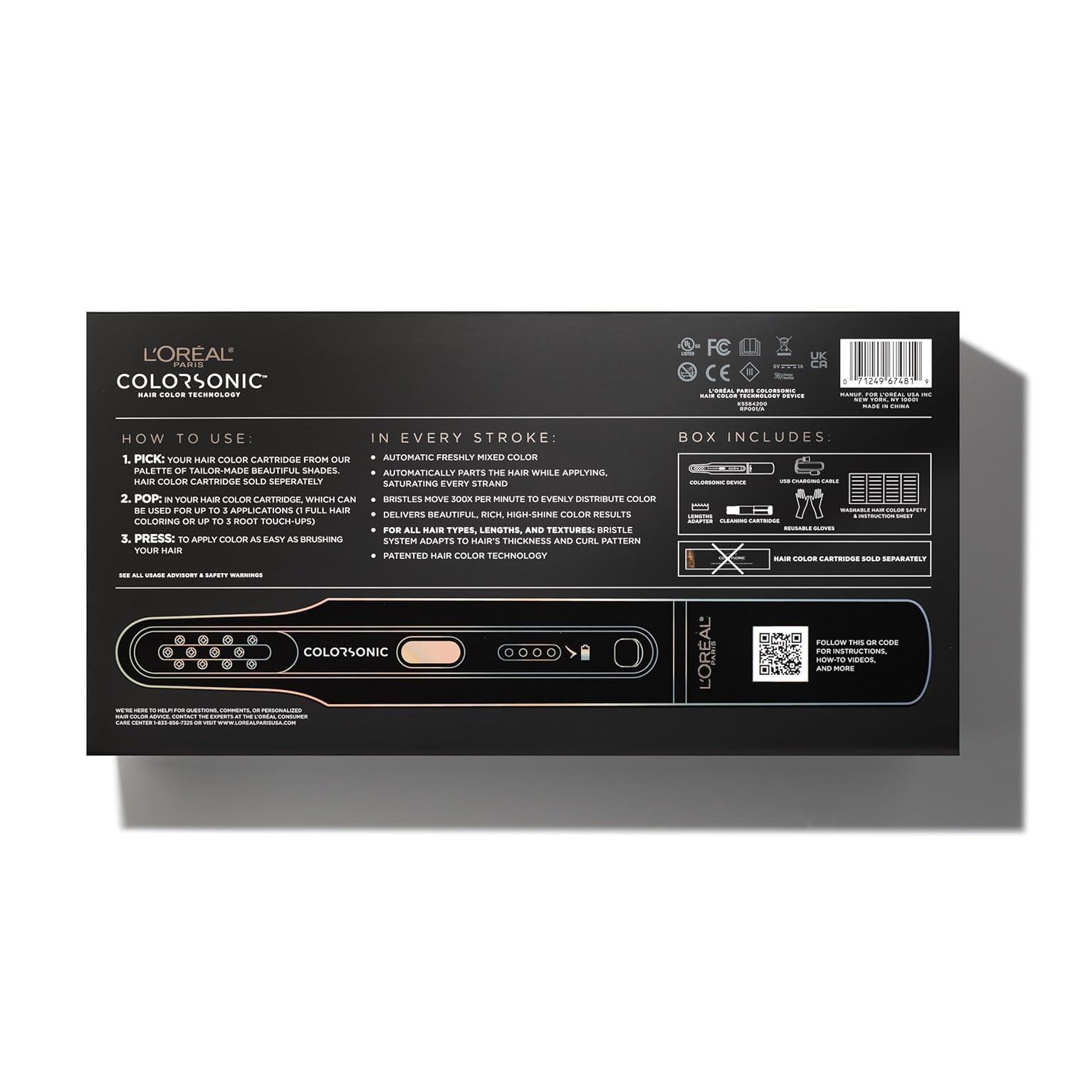 imageLOreal Paris Colorsonic Permanent Hair Dye Coloring Device for Root Touch Up All Over Color and Gray Coverage MistakeFree Application Hair Color Cartridge Sold Separately