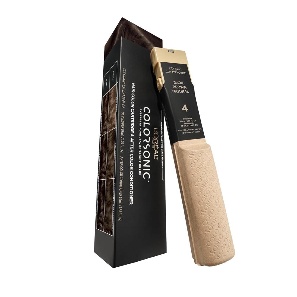 imageLOreal Paris Colorsonic Permanent Hair Dye Cartridge Vibrant Hair Color for Root Touch Up Gray Coverage or All Over Color in just 5 Minutes 6A Light Ash Brown Coloring Device Sold Separately4 Dark Natural Brown