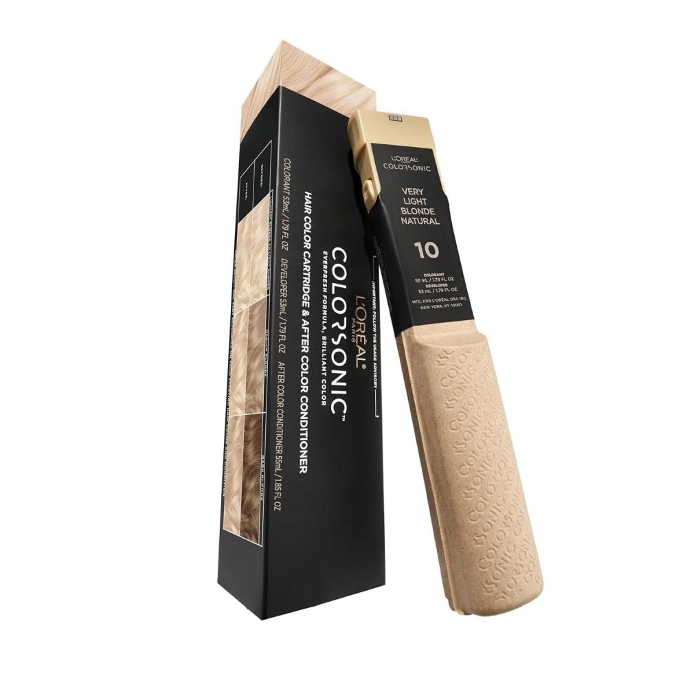 imageLOreal Paris Colorsonic Permanent Hair Dye Cartridge Vibrant Hair Color for Root Touch Up Gray Coverage or All Over Color in just 5 Minutes 6A Light Ash Brown Coloring Device Sold Separately10 Very Light Natural Blonde