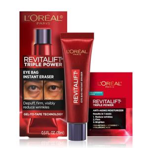 imageLOreal Paris Revitalift Triple Power Eye Bag Instant Eraser Eye Tightener Treatment to Firm Bags 05 oz  Moisturizer Sample