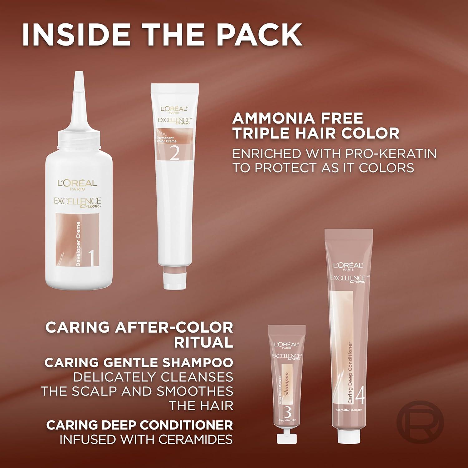 image:imageLOreal Paris Excellence Universal Nudes Permanent Hair Color Ammonia Free Hair Dye for Gray Hair Coverage 6N Natural Light Brown 1 Kit Pack of 2Core Natural Copper
