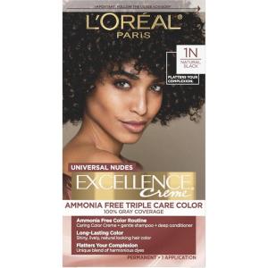 image:imageLOreal Paris Excellence Universal Nudes Permanent Hair Color Ammonia Free Hair Dye for Gray Hair Coverage 6N Natural Light Brown 1 Kit Pack of 21N Natural Black