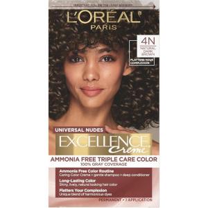 image:imageLOreal Paris Excellence Universal Nudes Permanent Hair Color Ammonia Free Hair Dye for Gray Hair Coverage 6N Natural Light Brown 1 Kit Pack of 24N Natural Dark Brown