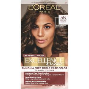 image:imageLOreal Paris Excellence Universal Nudes Permanent Hair Color Ammonia Free Hair Dye for Gray Hair Coverage 6N Natural Light Brown 1 Kit Pack of 25N Natural Brown