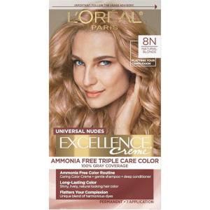 image:imageLOreal Paris Excellence Universal Nudes Permanent Hair Color Ammonia Free Hair Dye for Gray Hair Coverage 6N Natural Light Brown 1 Kit Pack of 28N Natural Blonde
